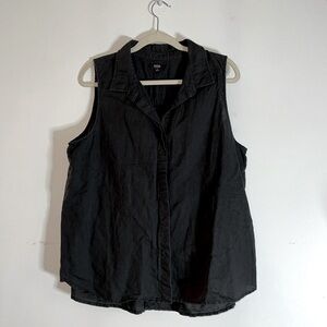 NYDJ Women's Black Linen/Cotton Sleeveless Blouse Top Size L